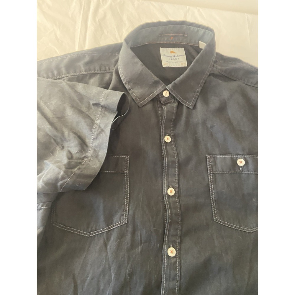 Men's Tommy Bahama Jeans Island Crafted Black Short Sleeve Shirt-Size‎ XL